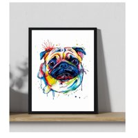 Genérico - Cuadro Decorativo Perro Pug Abstracto Medidas 30X40 Cm
