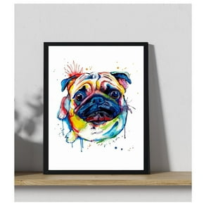 Genérico - Cuadro Decorativo Perro Pug Abstracto Medidas 30X40 Cm