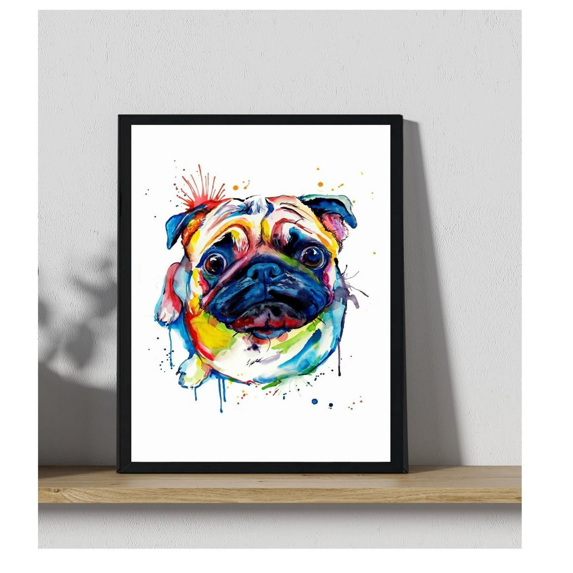 Genérico - Cuadro Decorativo Perro Pug Abstracto Medidas 30x40 Cm