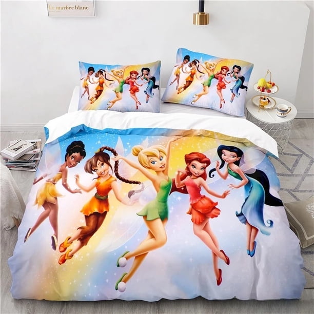Cartoon Princess Tinker Bell Fairy Bedding Set,3D Printing,with Pillowcase,For Kids Adults,For Single Bed Double Bed Bed Sheets