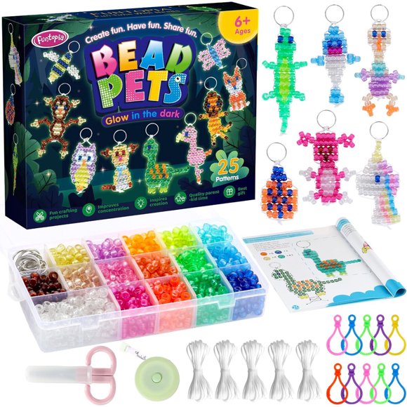 Kit Cuentas Pony Funtopia 1500 Brilla en la Oscuridad 25 Modelos