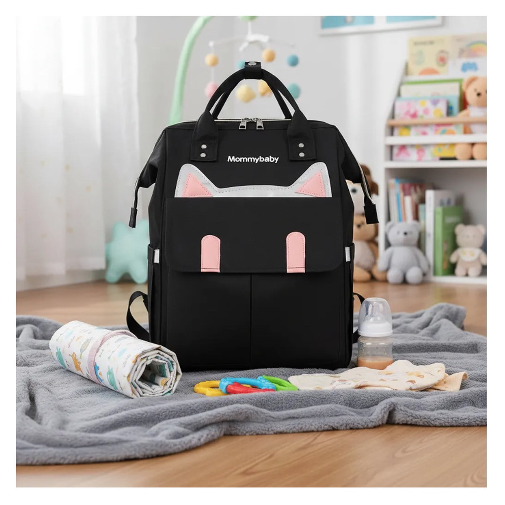 Riqui - Mochila Pañalera Bebe Negra