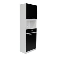 Fmfurniture - Mueble Microondas 4 Puertas 1 Cajon Fm-014B Negro Y Blanco