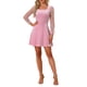thumbnail image 2 of INSPIRE CHIC Estilo Vestido de Terciopelo para Mujer Cuello Cuadrado Manga de Malla Abullonada Estampado de Estrellas Vestidos de Fiesta Rosa XS, 2 of 6