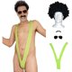 thumbnail image 1 of Disfraz Borat Mankini Verde Peluca Bigote Lentes Hombre, 1 of 3