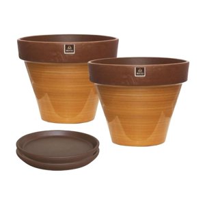 Mestiza - Set De 2 Maceta Kony 19Cm Morena Mostaza Y Sus Platos