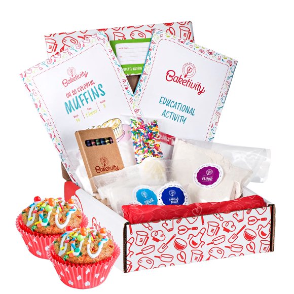 Kit de actividades para hornear y hacer magdalenas con confeti para niños de 6 a 12 años