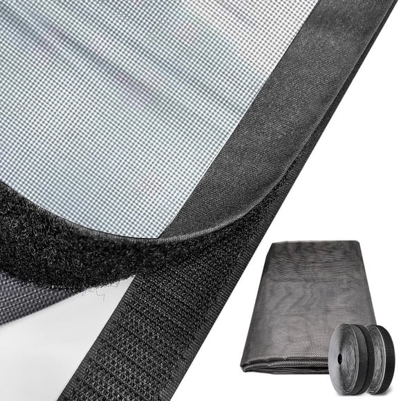 Mosquitera de Ventana QQIQQI DIY Corte de Malla Negra con Cinta de 1200 cm