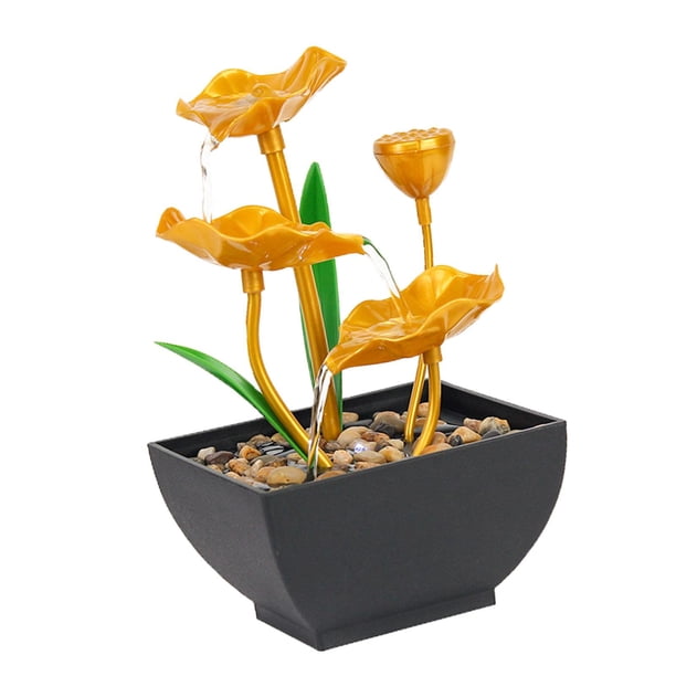 Fuente eléctrica de mesa con luz de escena, fuentes de interior, adorno de paisaje acuático en cascada para oficina, meditación, decoración de dormito