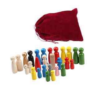 Magideal - 28 Muñecos De Madera Con Clavijas, Juego De Simulación, Decoraciones En Miniatura, Muñecos Pequeños, Figuras De Personas De Madera Para Niños Y Niñas
