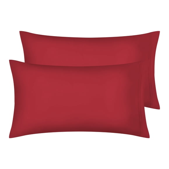REGALWOVEN Fundas de Almohada de Poliéster Juego de 2 para Cabello y Piel, Fundas de Almohada Refrescantes Rojo Vino King