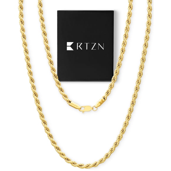 Collar RTZN Cadena de Cuerda Chapada en Oro 3 mm 56 cm