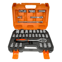 Genérico - Juego De Dados Con Chicharra Y Extension 1/2'' 32Pcs Maleta Color Naranja Negro Plateado