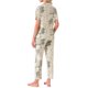 thumbnail image 3 of INSPIRE CHIC Conjunto de Pijama para Mujer con Botones, Estampado Floral de Tencel, Manga Corta, Cuello con Muesca, Pantalones con Bolsillos, Talla L, Beige, 3 of 6