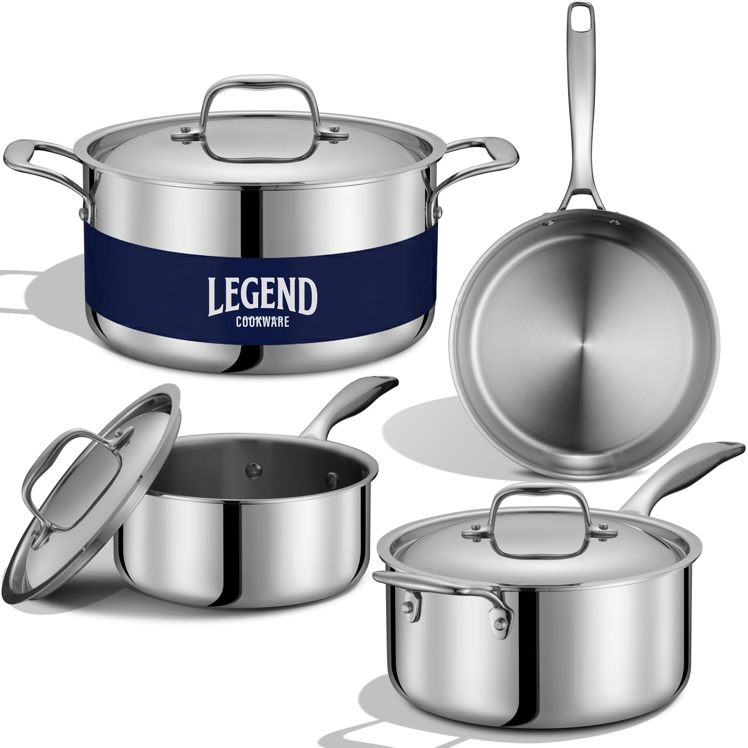 Juego De Utensilios De Cocina Legend Cookware De Acero Inoxidable De 5 Capas, 7 Piezas