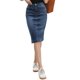 thumbnail image 1 of INSPIRE CHIC Falda de Mezclilla para Mujer Regreso a Clases Cintura Alta Abertura Bolsillos Traseros Falda Lápiz a la Rodilla S Azul Oscuro, 1 of 6