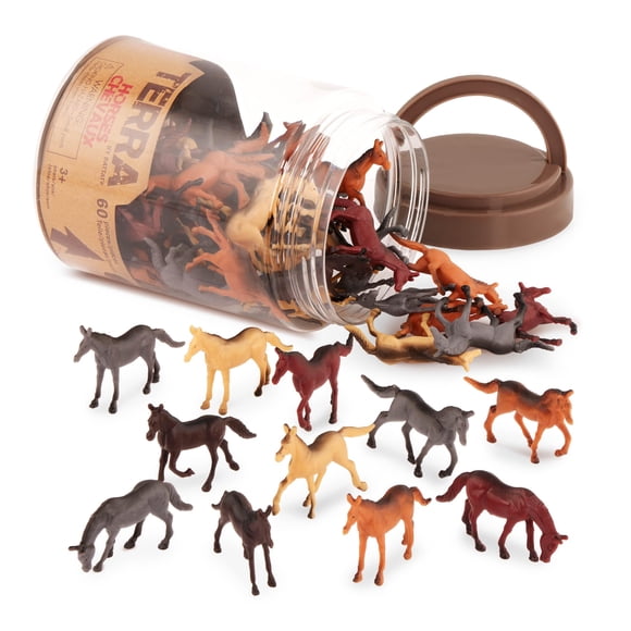 Juguetes para caballos en miniatura Terra de Battat Wild Horses, 60 unidades