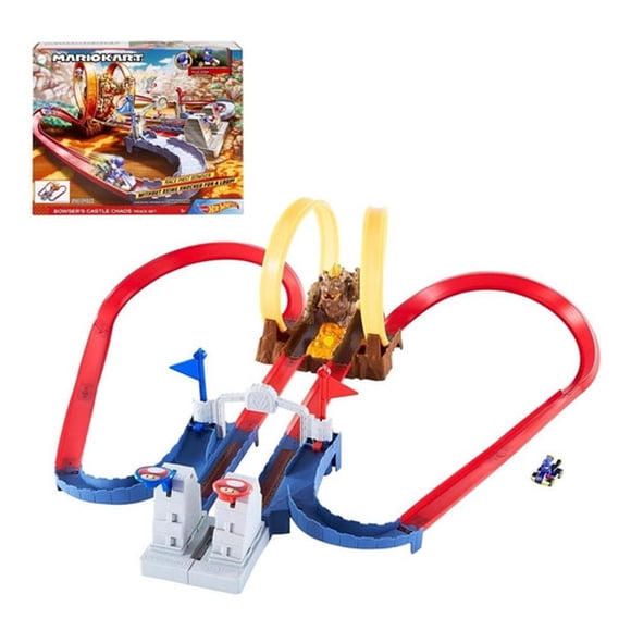 Pista de Carrera Hot Wheels Mario Kart Pista de Juguete Castillo de Bowser