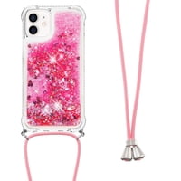 Funda Foxdock Para Iphone 12 Con Cuerda Ajustable, Brillo Líquido, Protección Antigolpes Y Lente – Ideal Para Regalo