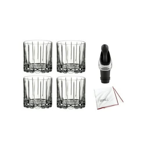 Juego De Vasos Riedel Rock Glass 270 Ml, Transparente Con Vertedor De Vino, 4 Unidades