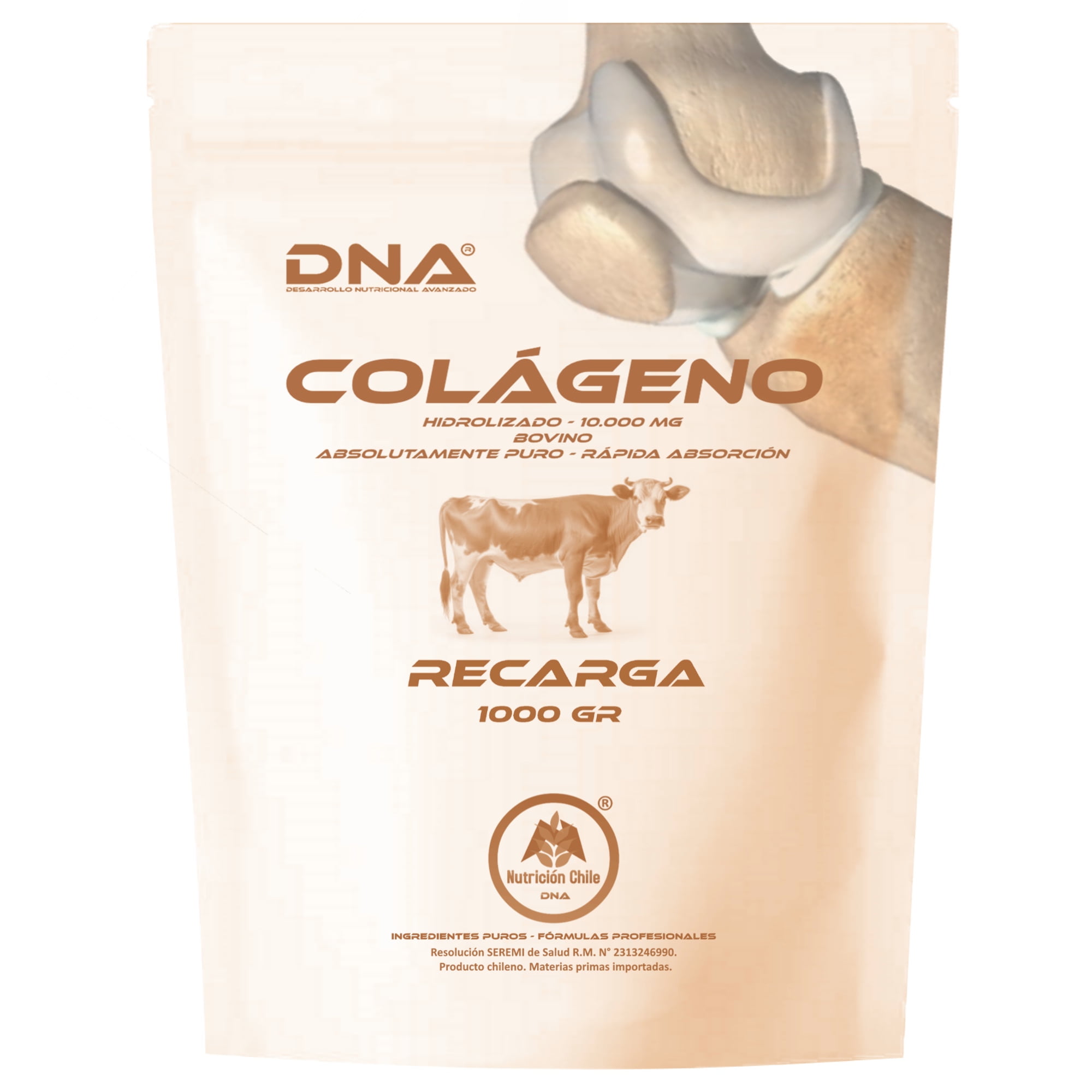 Dna - Colágeno Bovino D N A - Absolutamente Puro - Recarga - 1 Kg