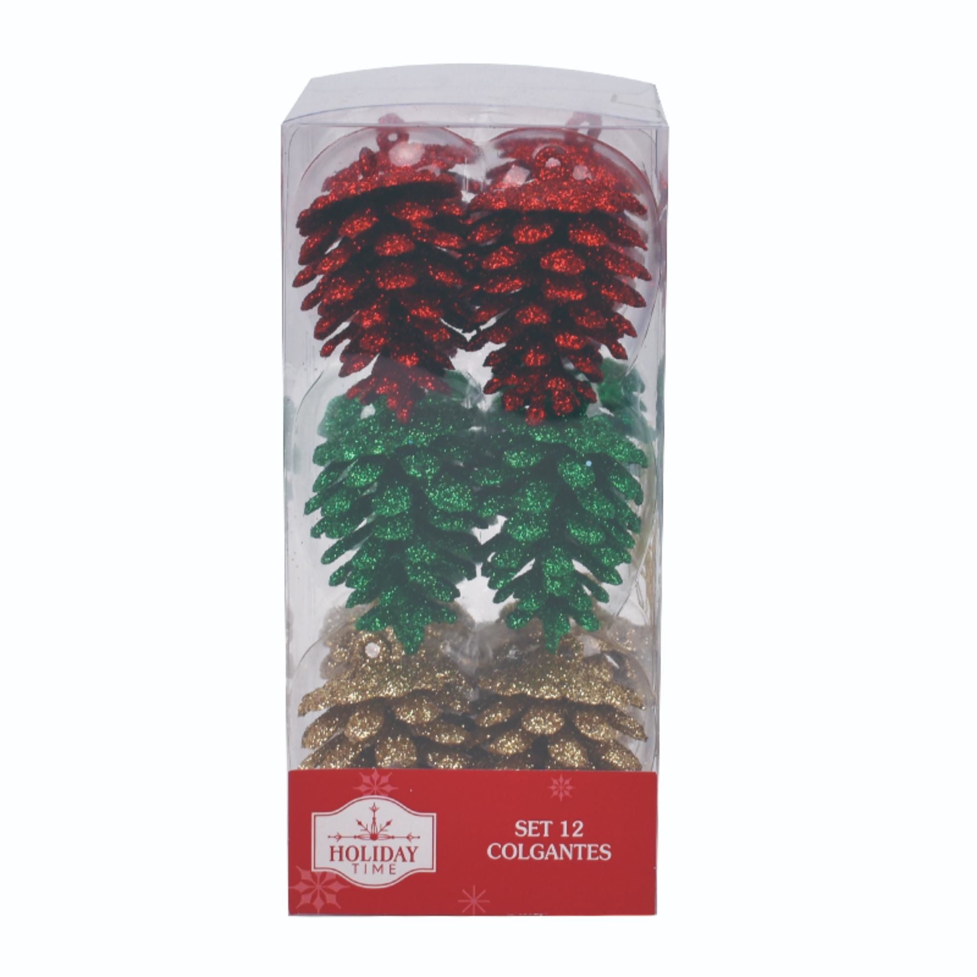 12 Colgantes Pine Tricolor Holiday Time