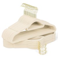 Perchas De Terciopelo Sishynio Premium, Paquete De 30 Unidades Con Ganchos Dorados, Color Beige