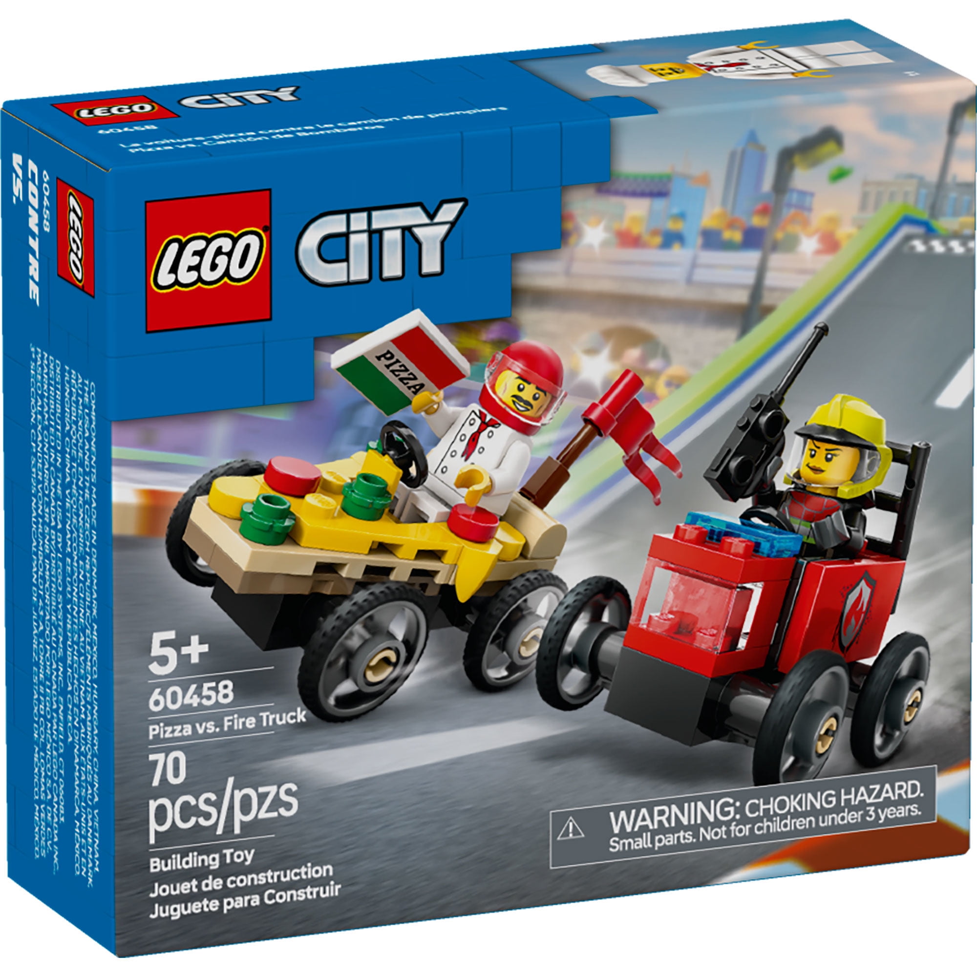Lego - Bloques De Construcción Pizza Vs. Camion De Bomberos