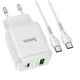thumbnail image 1 of Cargador Hoco N5 Dual PD20W + QC3.0 cable Tipo C Blanco, 1 of 3