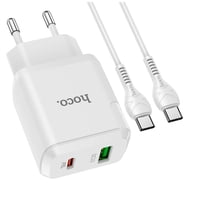 Cargador Hoco N5 Dual Pd20W + Qc3.0 Cable Tipo C Blanco