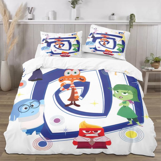 Inside Out 2 Quilt Set FullSoft Lightweight Quilts Quilted Bedspreads3 Pieces Set Queen SizeColorful Cartoon Print All Season