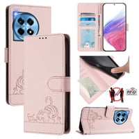 Funda Tipo Cartera Foxdock Para Oneplus 12R 5G Con Soporte, Ranuras, Rfid, Diseño De Gato