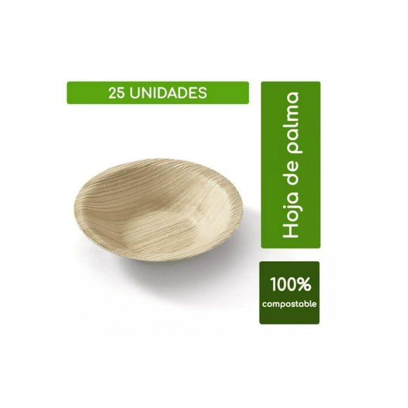 Set 25 Mini Bowls De Hoja De Palma 100% Biodegradable Compostable y Ecológico