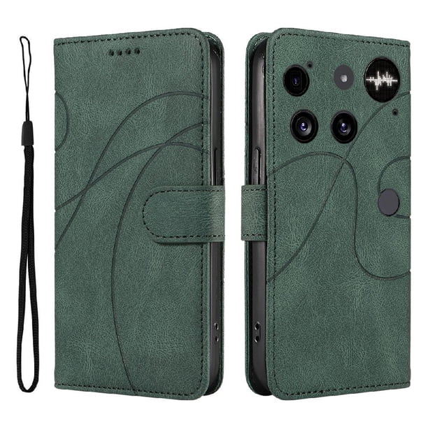 Funda tipo cartera con tapa para Nothing Phone 3 con tarjetero, soporte y cubierta magnética Verde