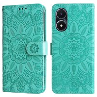 Funda Tipo Cartera Foxdock Para Vivo Y02S , Diseño Girasol En Relieve, Cuero Pu, Cierre Magnético, Soporte Y Tarjetero