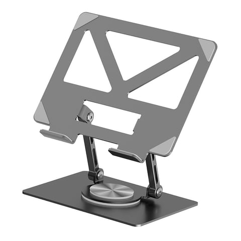 Bothyi - Atril Ajustable Para Libros, Escritorio, Hogar Y Oficina, Plegable, Con Base Giratoria De 360°, Color Gris