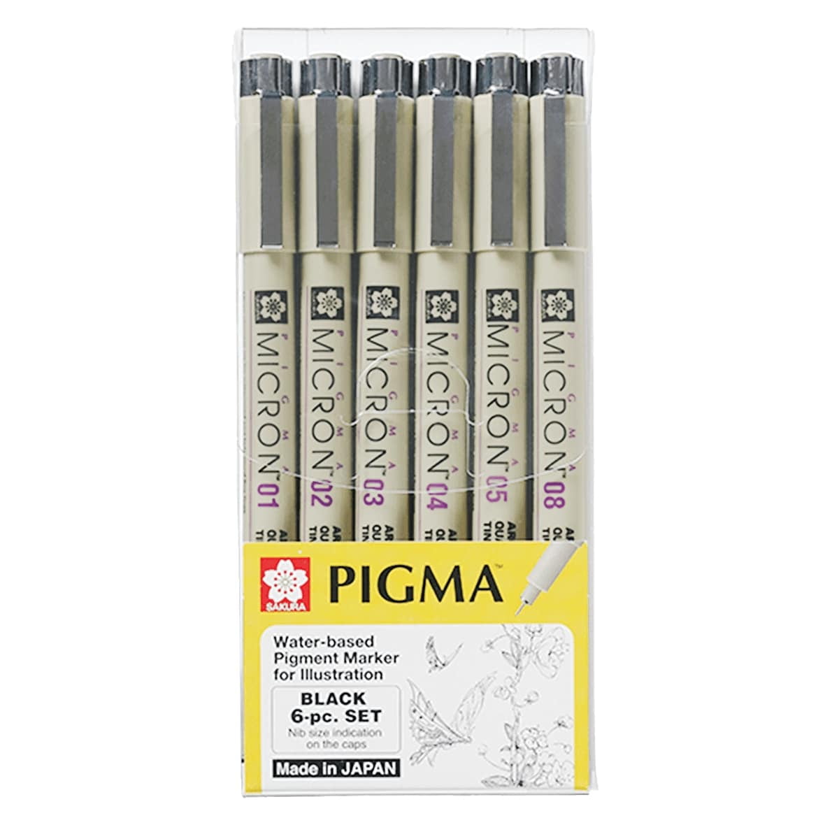 Tiralíneas Sakura Pigma Micron Negro Set 6 Puntas