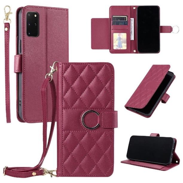 Funda tipo billetera FOXDOCK para Samsung Galaxy S20 Plus – Tapa abatible con correa para mujer