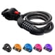 thumbnail image 2 of Candados para bicicletas con cable en espiral, seguro, reiniciable, con combinación y soporte de montaje, 2 of 8