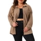 thumbnail image 1 of Agnes Orinda Conjuntos de Halloween para Mujeres Tallas Grandes Camisa de Punto Waffle Chaqueta Casual de Manga Larga con Botones 1X Marrón, 1 of 6