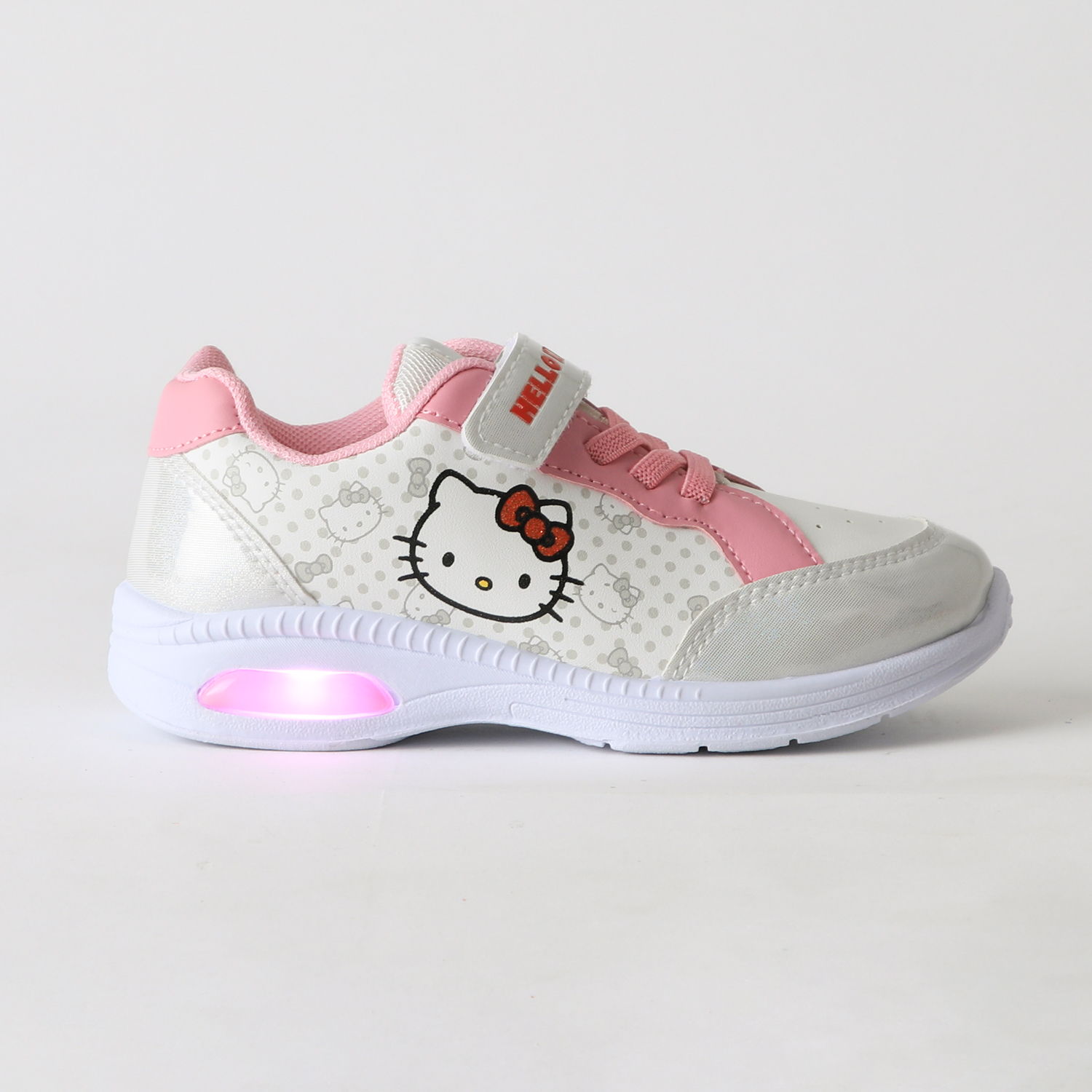 Zapatilla Luces Niña Velcro Blanco Hello Kitty