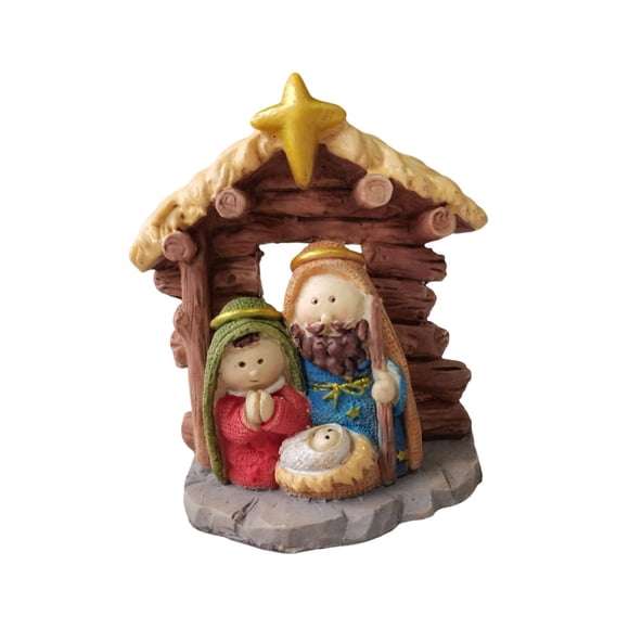 Figura Sagrada Familia Pesebre José Jesús María Madre Resina Regalo Oscuro