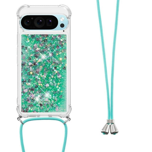 Funda FOXDOCK para Google Pixel 9 Pro XL con Cuerda Ajustable, Brillo Líquido, Protección Antigolpes y Lente – Ideal para Regalo