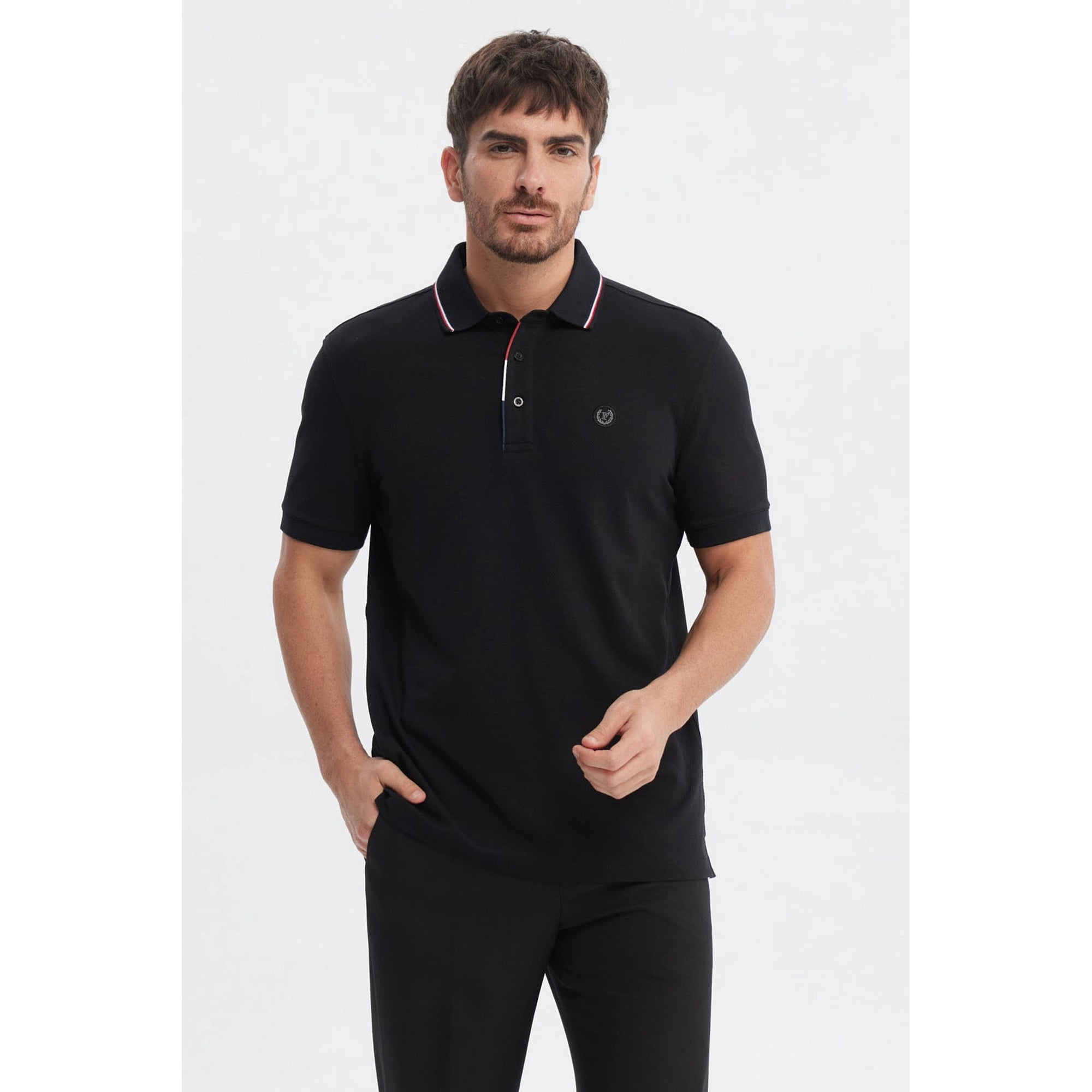 Fashionspark - Polera Hombre Pique Dos Botónes Negro