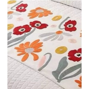 Genérico - Piecera Bordada Para Cama Sin Fundas De Cojín Diseño 4 Color Crema