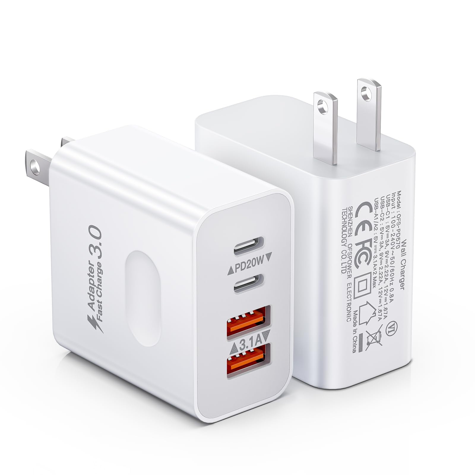 [cargador] Cargador De Pared Usb C Uvresinme De 40 W Y 4 Puertos Para Iphone