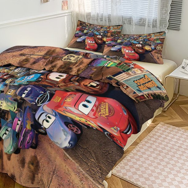 Cars Lightning McQueen Boys 3 Piece Bedding with 1 Flat Sheet And 2 Pillowcases Twin Bed Sheets