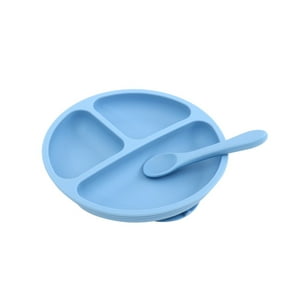 Pumucki - Set De Plato Y Cuchara De Silicona, Color Celeste