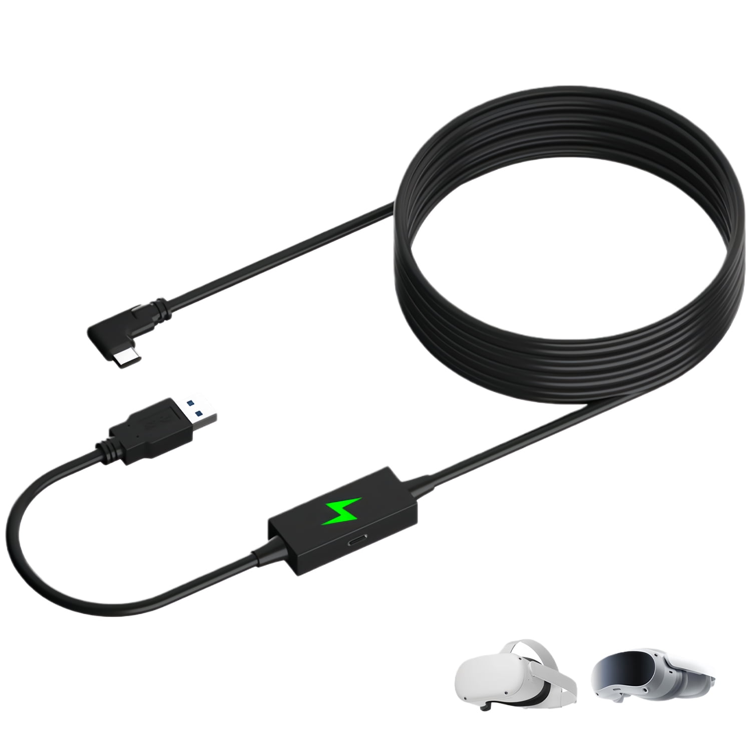 Genérico - Diseño De Cable De 16 Pies Para Quest 2 Y Pro, Con Puerto De Carga Separado Para Energía Ultra Duradera, Cable Usb 3.0 Tipo A A C, Accesorios Para Auriculares Vr