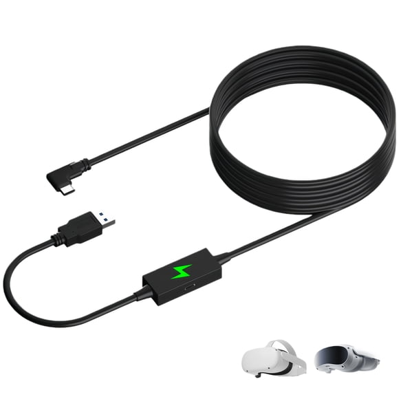 Diseño de cable de 16 pies para Quest 2 y Pro, con puerto de carga separado para energía ultra duradera, cable USB 3.0 Tipo A a C, accesorios para auriculares VR